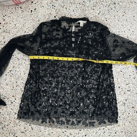 Chelsea & Violet black sheer high neck sequin blouse top small s - Picture 4 of 8
